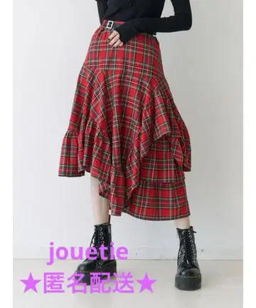 jouetie 불규칙 프릴 플레어 체크 스커트 M 사이즈