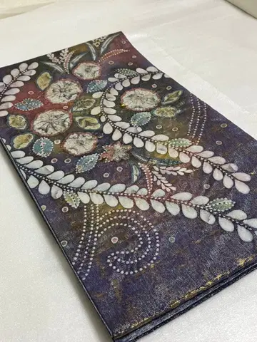 9촌 나고야 오비 금사 꽃+덩굴 패턴 작가 도장 고급 북 패턴