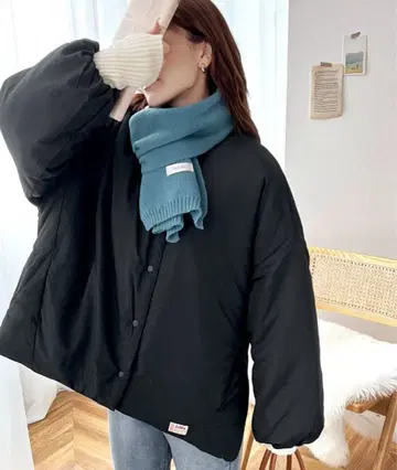 가볍고 따뜻한! 바스락 소재 사이드 지퍼 노카라 블루종 블랙