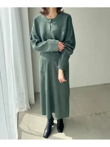 LOWRYS FARM 그린 니트 원피스