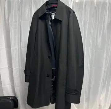 블랙 스텐카라 코트 백 벨트 포함