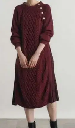 품절 속출 버건디 니트 원피스 S