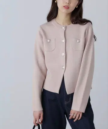 FREE'S MART 엠블럼 버튼 니트 가디건 핑크