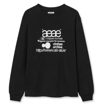 aeae 블랙 프린트 긴팔 티셔츠 로고