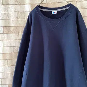 러셀 맨투맨 무지 자수 속기모 네이비 L