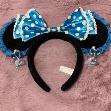 디즈니 귀찌 머리띠 미니 스카이블루 레이스 레어