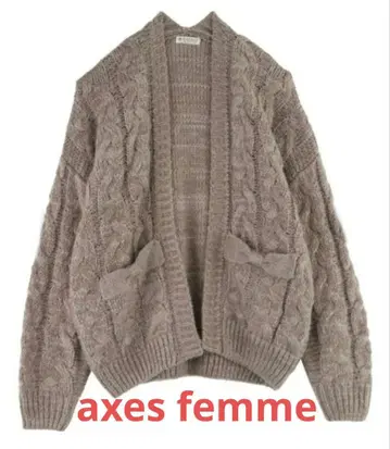 [ 새상품 ] axes femme  케이블 짜임 가디건 리본 포켓