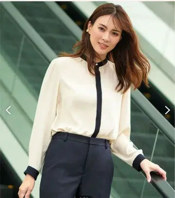 [ 23구 ] 백 새틴 암젠 바이컬러 블라우스