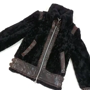 TORNADO MART 가죽과 퍼 라이더 자켓 블랙 브라운