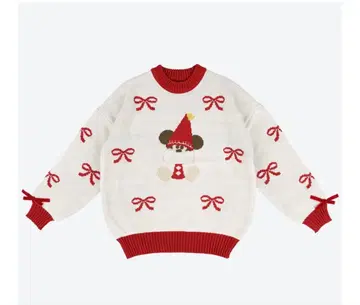 스웨터 여성용 원사이즈 디즈니 크리스마스 귀도리 미키