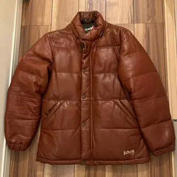 schott 브라운 가죽 다운 자켓 M