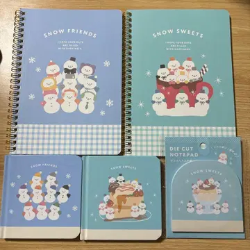 SnowMan 눈사람 링 노트 메모장 문구 5세트