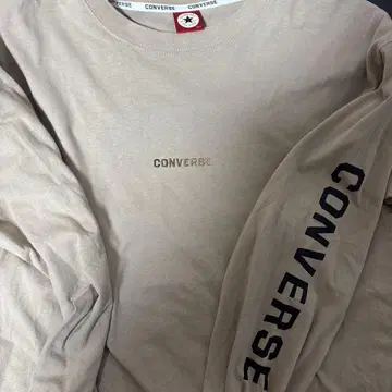 CONVERSE 베이지 롱 슬리브 T셔츠 L