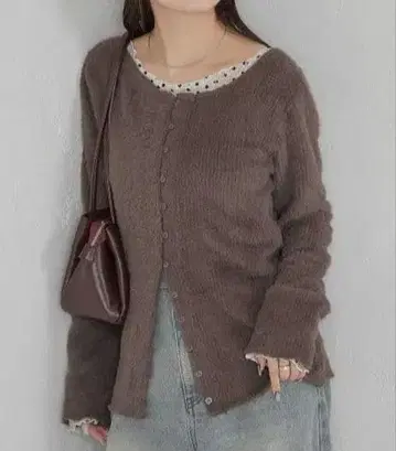 mystic 샤기 리브 가디건