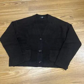 UNIQLO 수플레얀 숏 가디건 다크 브라운 M