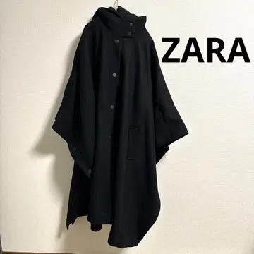 ZARA 롱 코트 판초 MANTECO 울 블랙 MANTECO