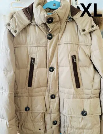 베이지 다운 자켓 퍼 포함