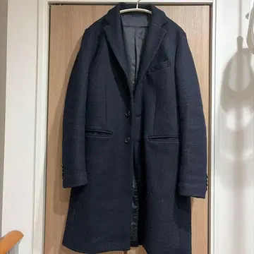 네이비 체스터 코트 울 혼방