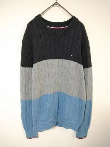 타미힐피거 니트 스웨터 남성용 M 블랙 그레이 파랑 면 100%