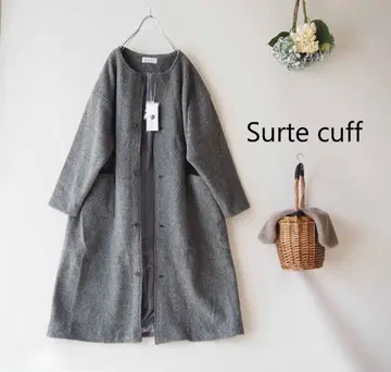 새상품 할인 Sortecuff 그레이 울 혼방 노카라 슬리버 코트 32