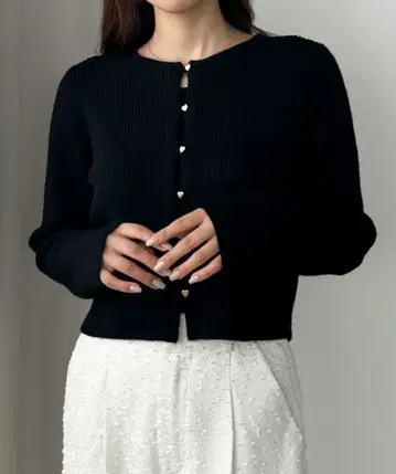 루엘레 하트 버튼 숏 니트 가디건