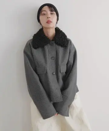 푸들 퍼 칼라 숏 블루종 보아 칼라 자켓 아우터 LIAN