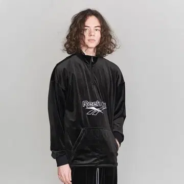 리복 하프 지퍼 벨로아 블랙 XO 사이즈