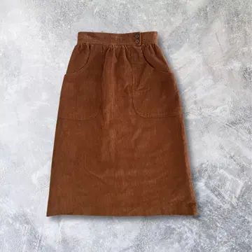 Calvin Klein 코듀로이 롱 스커트 브라운 L