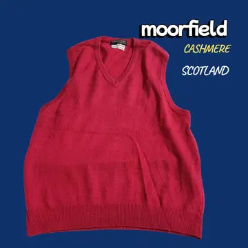 Moorfield 캐시미어 100% 스코틀랜드제 베스트 빨간색
