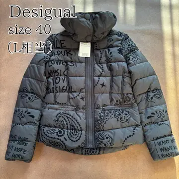 미사용 새상품 desigual 데시구알 다운 자켓 블랙 페이즐리 무늬