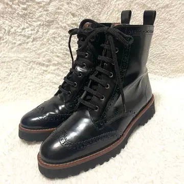 FABIO RUSCONI 사이드 지퍼 레이스업 부츠 35 블랙