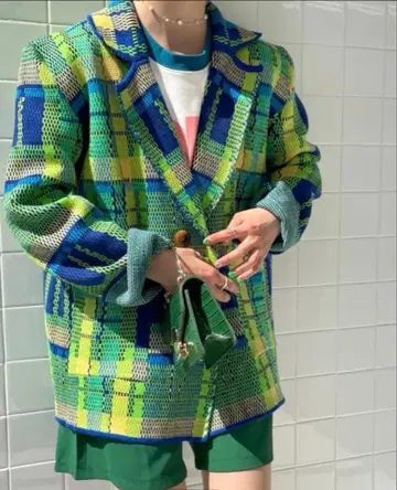 lanan 라난 컬러풀 체크 무늬 자켓