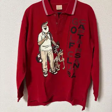 CAPTAIN SANTA 골프 피케 셔츠 빨간색 캡틴 산타 빅 프린트