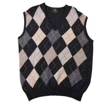 유로 구제 의류 니트 베스트 아가일 무늬 다이아 무늬 V넥 X185