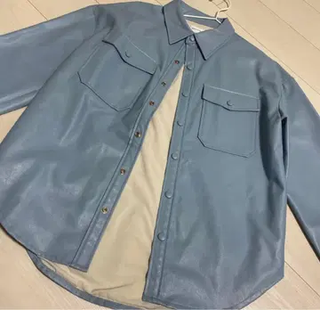 Bonjour girl 라이트 블루 가죽 자켓