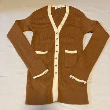 OPAQUE.CLIP 오렌지 브라운 V넥 가디건