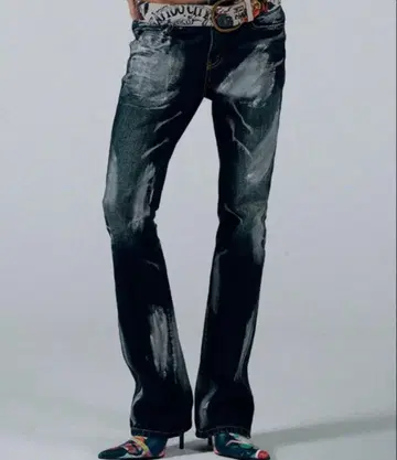 메탈 러쉬 컷 데님 팬츠