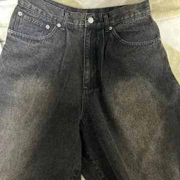 다크 그레이 스트레이트 데님 하이웨스트