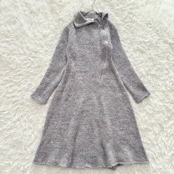 뷰티풀 피플 실크 혼방 믹스 니트 원피스 그레이