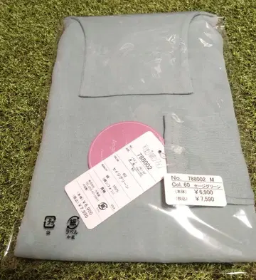 대흑옥 천사의 면 쉬폰 긴팔 넥 세이지 그린 새상품 미사용 M