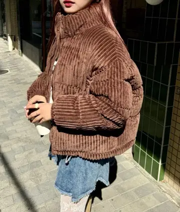 코듀로이 숏 다운 자켓 브라운 미사용