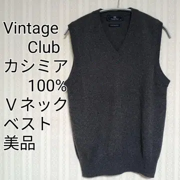빈티지 클럽 캐시미어 100% V넥 베스트 새상품급