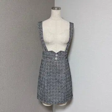 세실 맥비 트위드 비쥬 서스펜더 스커트