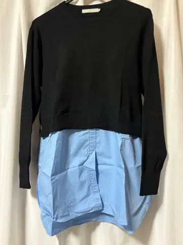 [ iCB ] 긴팔 블랙/라이트 블루 상의 S