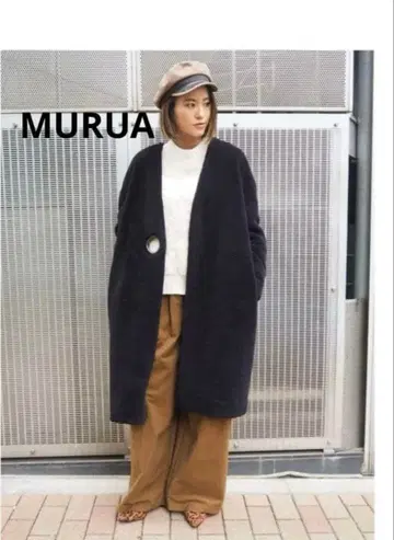 MURUA 무루아 인조 모피 코트 노카라 코트