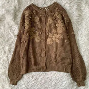 KAZUMI Samansa Mos 린넨 꽃무늬 자수 2way 니트 가디건