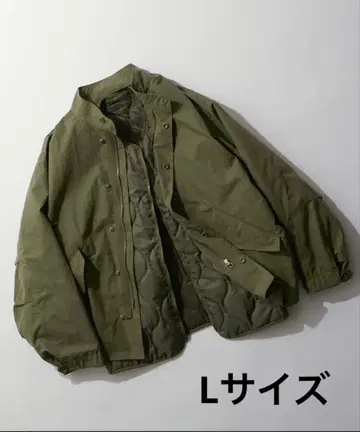 스탠드 모즈 코트 & 퀼팅 라이너 블루종 카키 L 사이즈