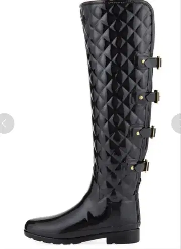 HUNTER 퀼팅 니하이 부츠 레인부츠