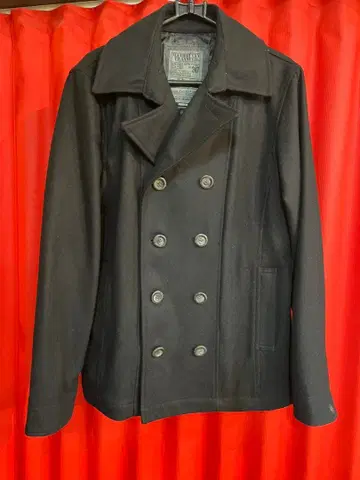 블랙 울 혼방 피코트