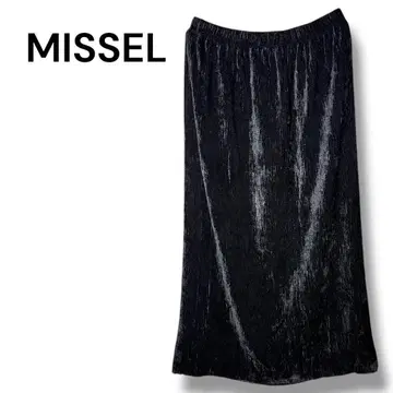 미제르 벨로아풍 롱 스커트 블랙 L 일본제 허리밴딩